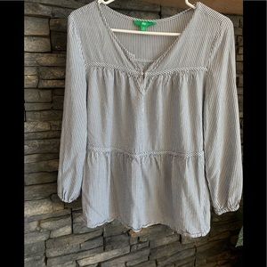Pinstripe blouse.